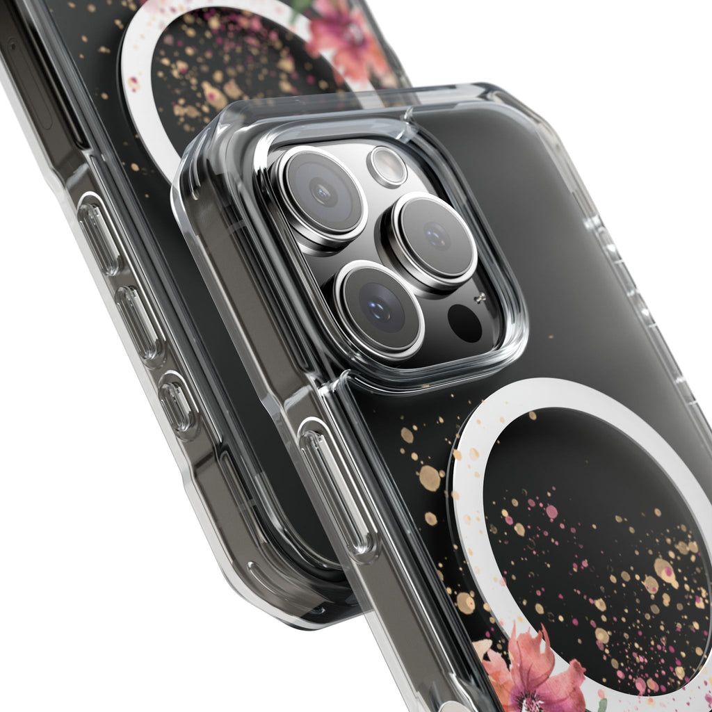 MagSafe Clear Phone Case — Pink Floral Protective Case