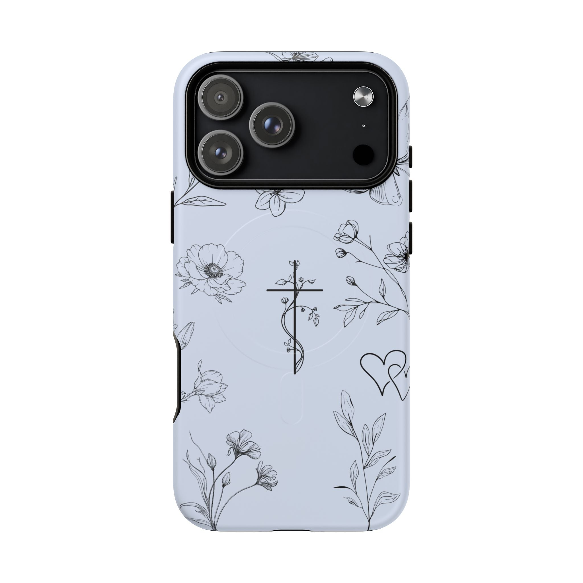 Floral Cross Tough Magnetic Phone Case — Faith-Inspired Protective iPhone Cover