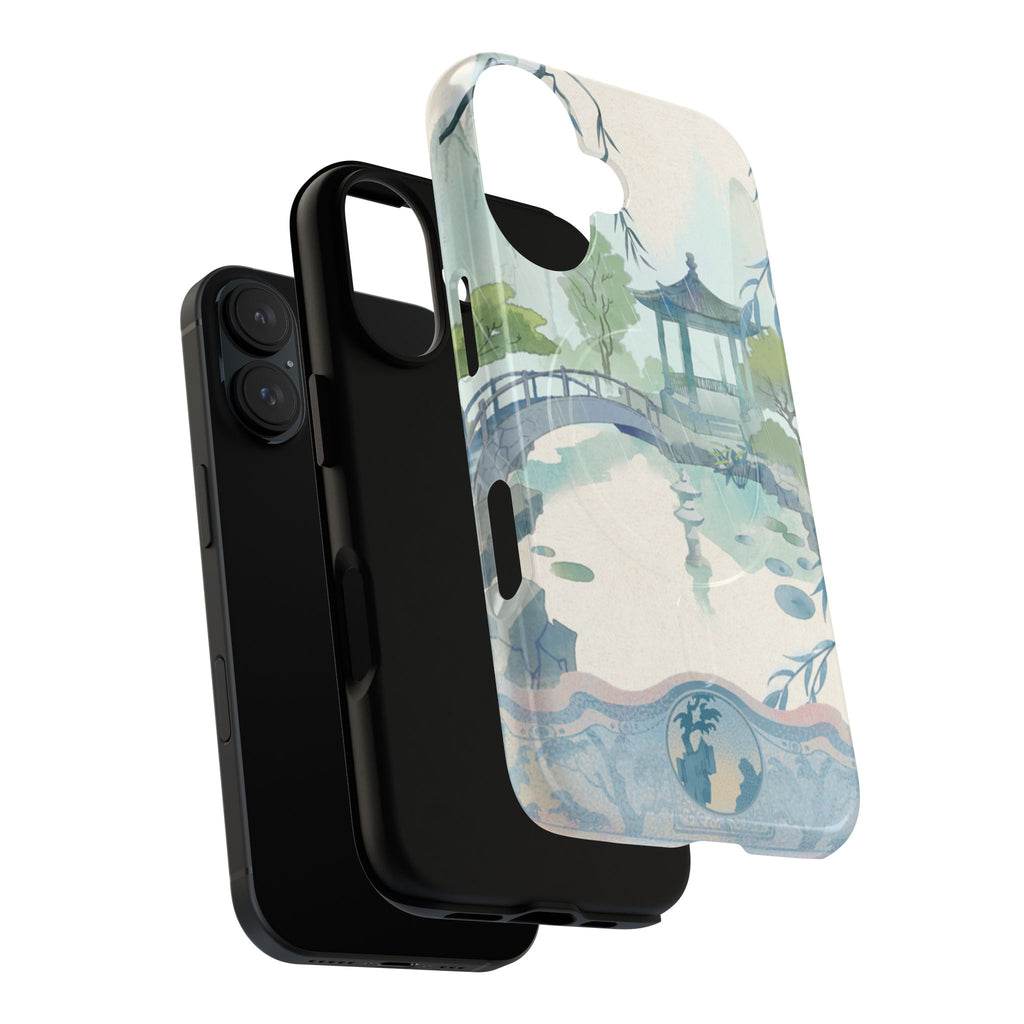 Serene Pagoda Tough Magnetic Phone Case – Watercolor Zen Garden Protection