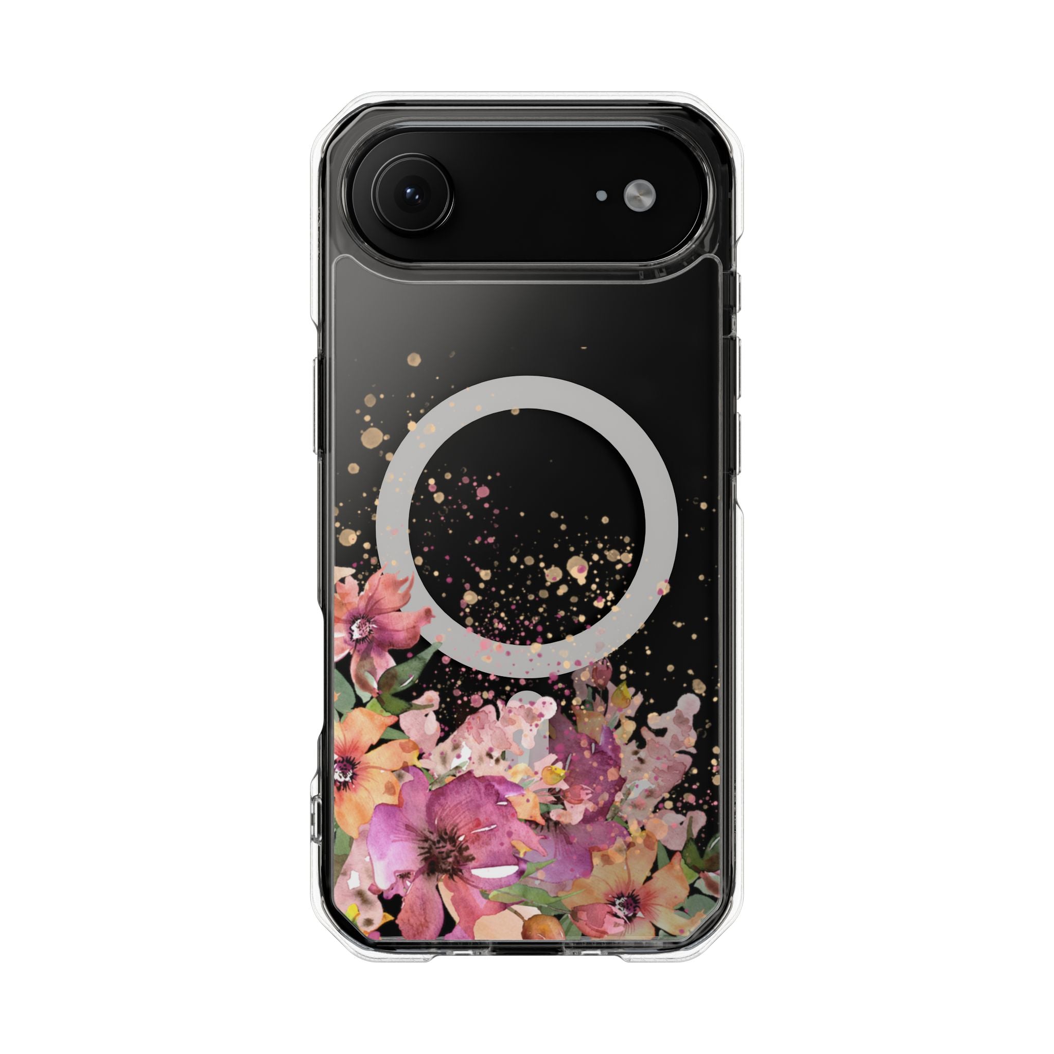 MagSafe Clear Phone Case — Pink Floral Protective Case