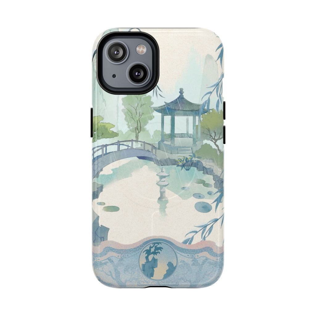 Serene Pagoda Tough Magnetic Phone Case – Watercolor Zen Garden Protection