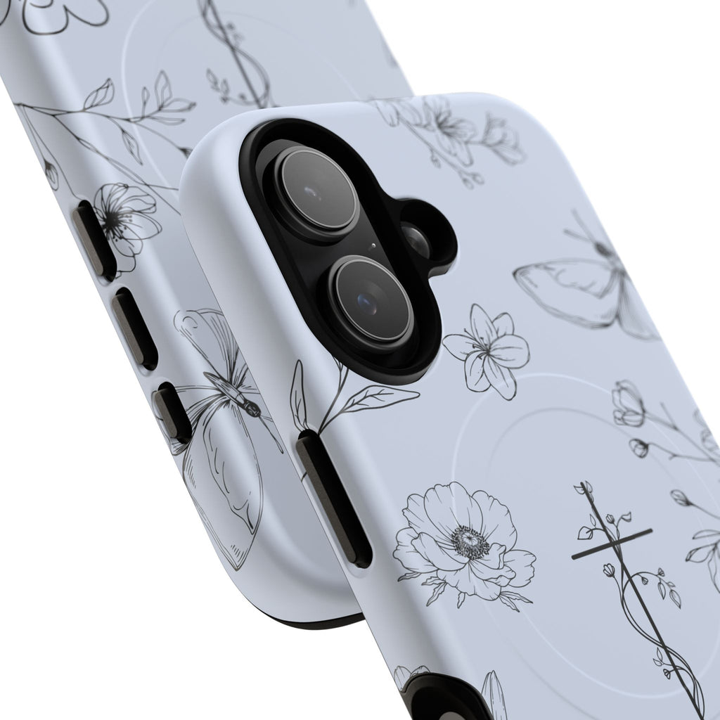 Floral Cross Tough Magnetic Phone Case — Faith-Inspired Protective iPhone Cover