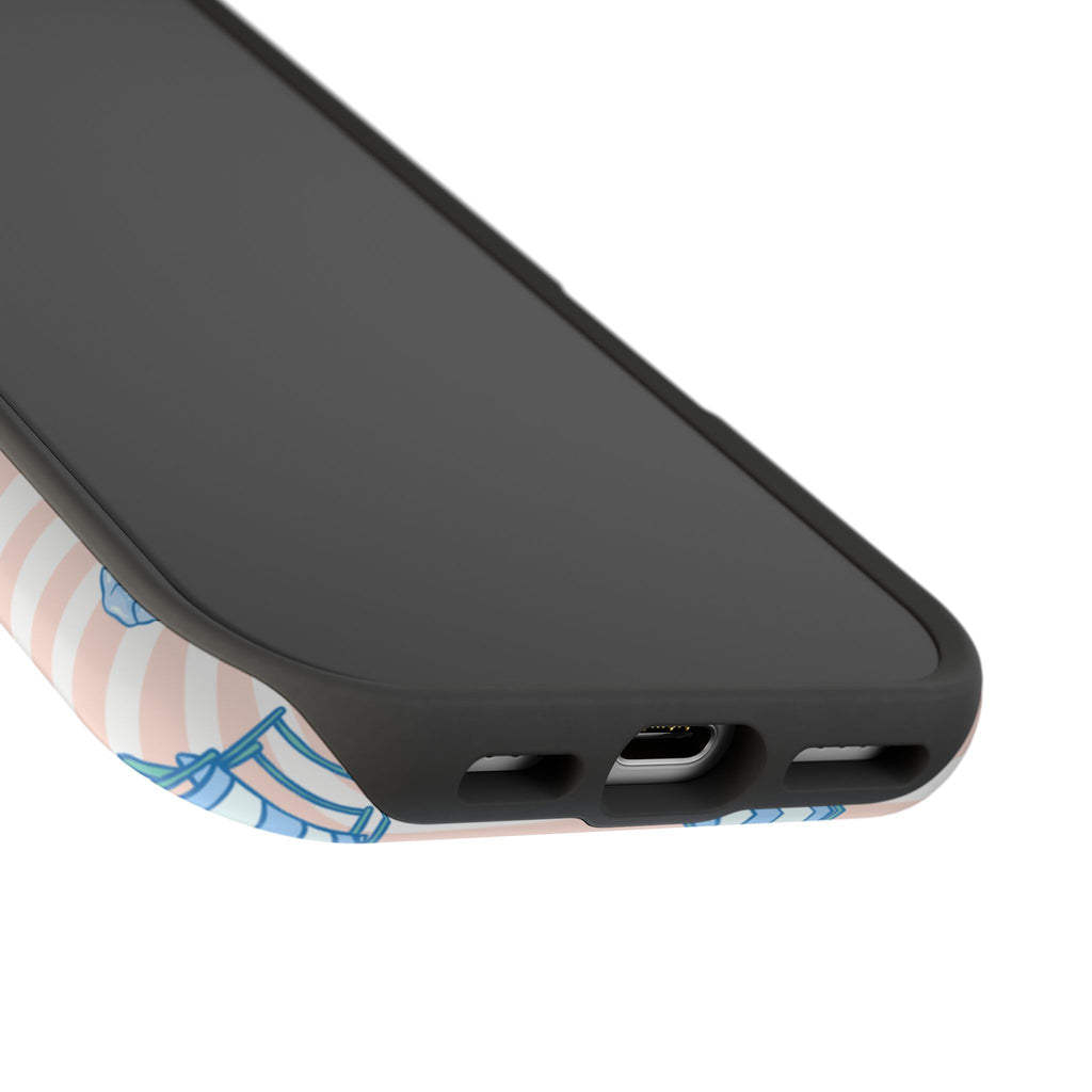 Beach Stripes Magnetic Impact Phone Case — Blue Chairs & Umbrellas