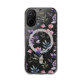 Clear Magnetic Phone Case – Floral Black MagSafe-Compatible Protective Cover