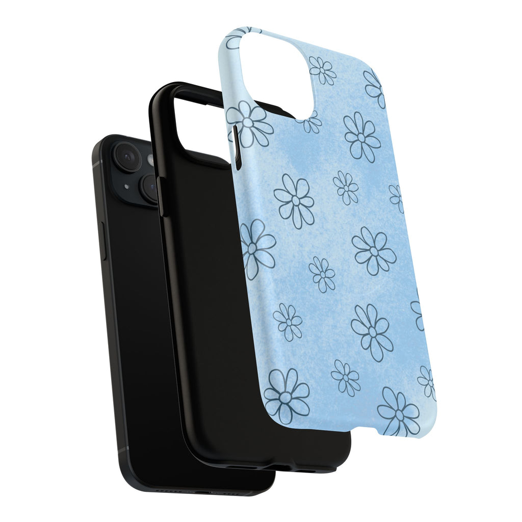 Blue Daisy Magnetic Tough Case — Floral Phone Case with Soft Watercolor Vibe