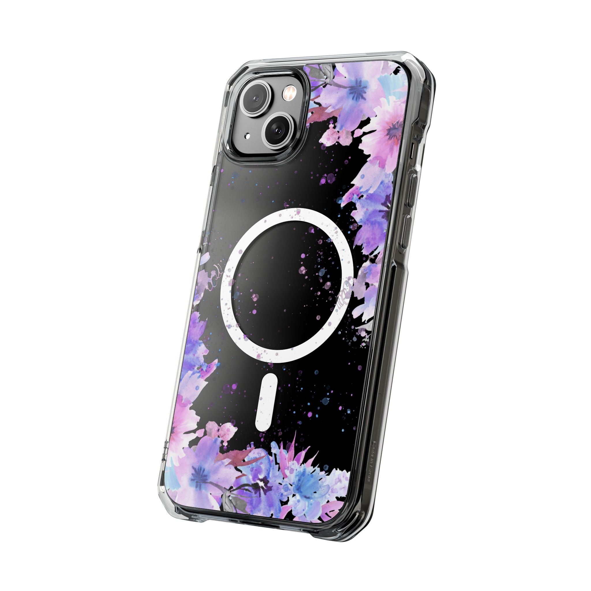 MagSafe Clear Phone Case — Purple Watercolor Floral