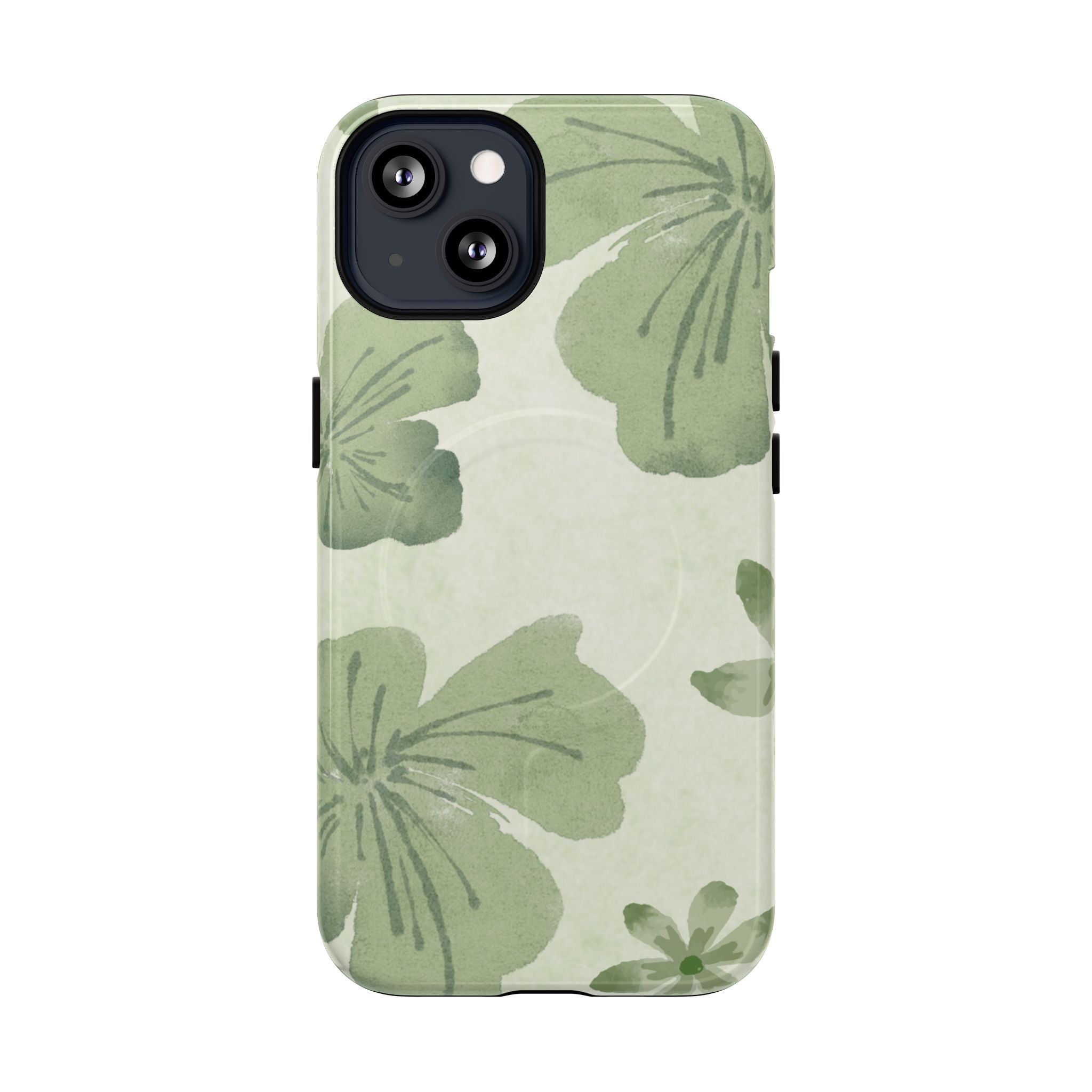 Green Watercolor Hibiscus Tough Magnetic Phone Case