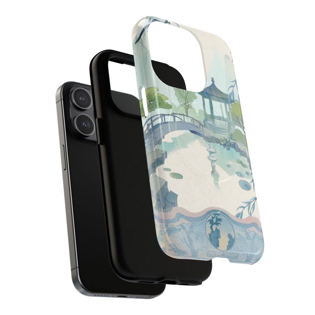 Serene Pagoda Tough Magnetic Phone Case – Watercolor Zen Garden Protection
