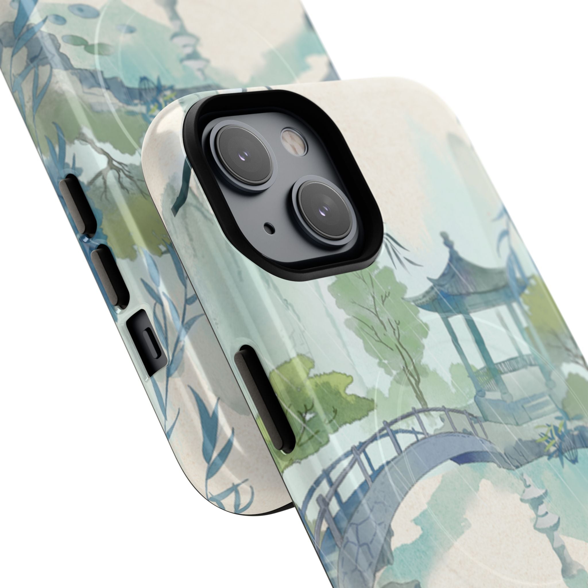 Serene Pagoda Tough Magnetic Phone Case – Watercolor Zen Garden Protection