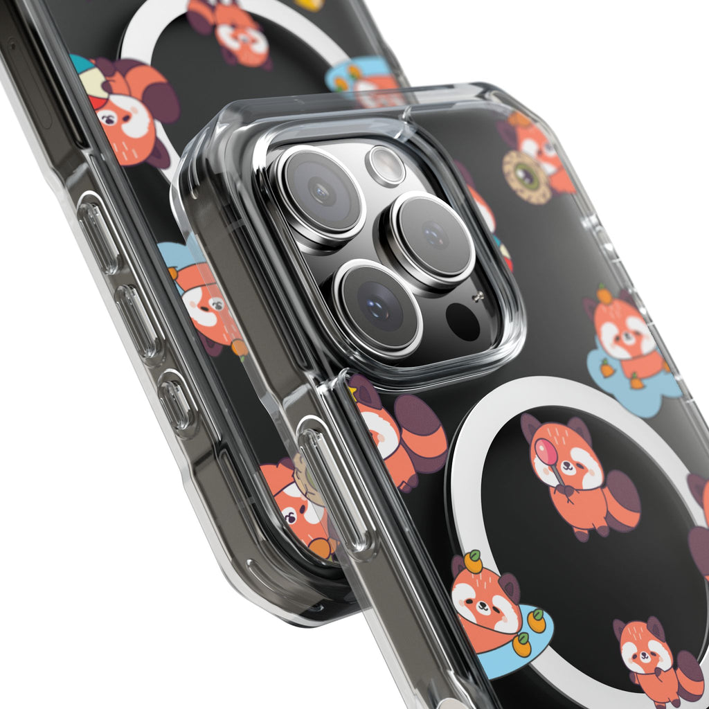 Red Panda Pattern Clear MagSafe Phone Case — Magnetic Protective Case