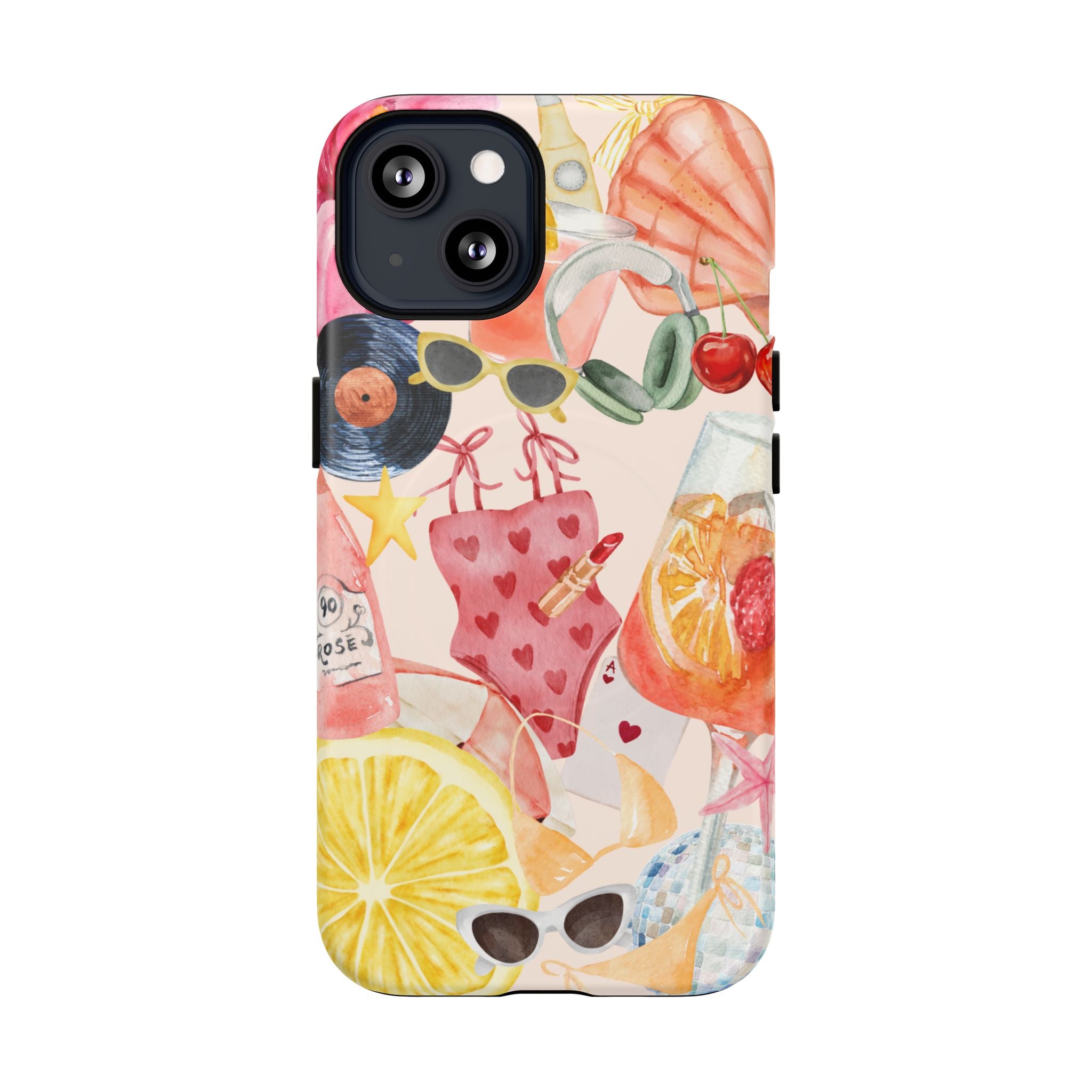 Tropical Summer Phone Case – Beach Drinks & Swimwear Magnetic Tough Case