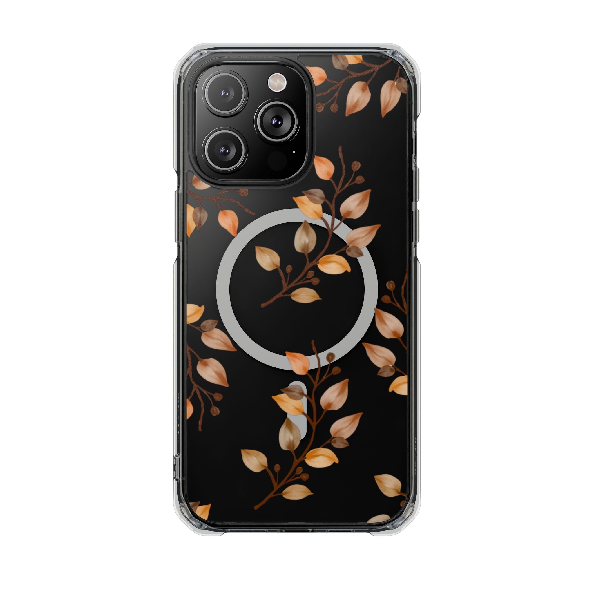 Clear Magnetic Phone Case — Autumn Gold Leaves Design
