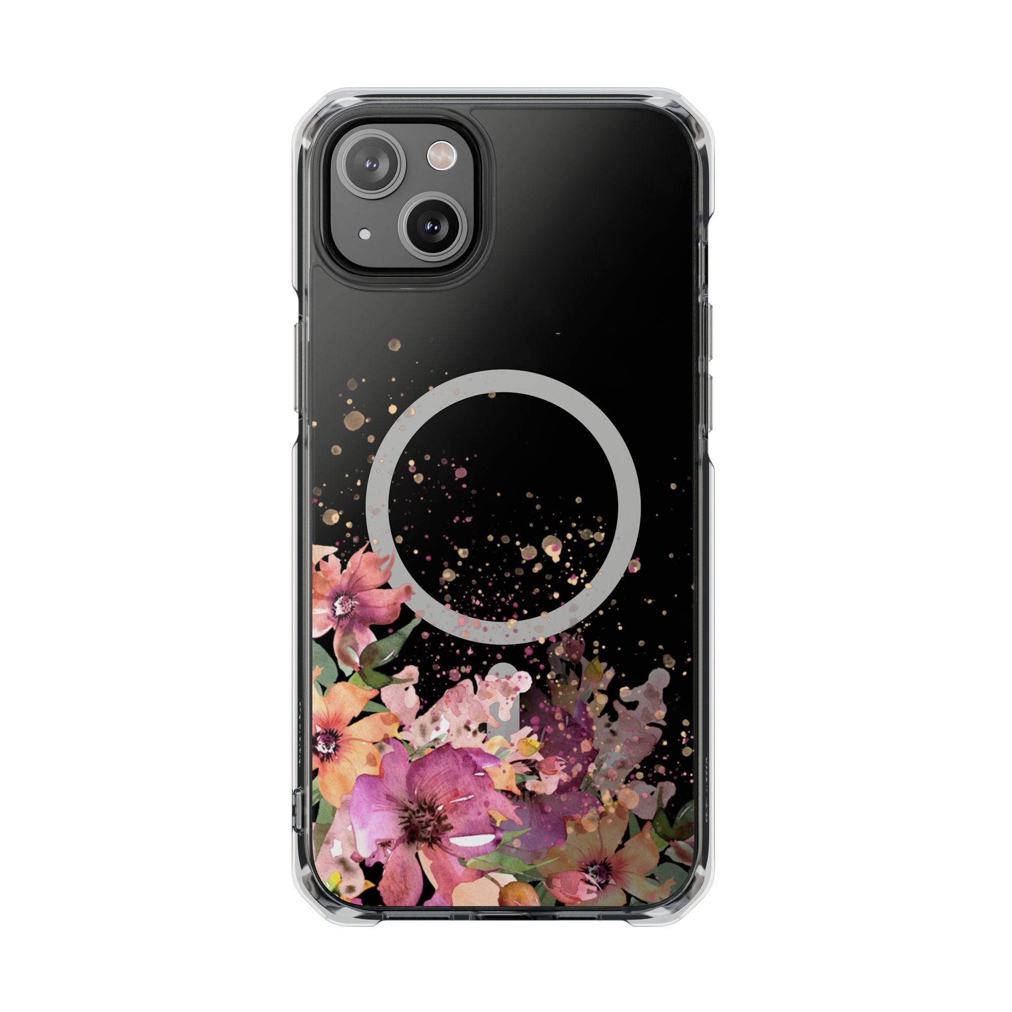 MagSafe Clear Phone Case — Pink Floral Protective Case