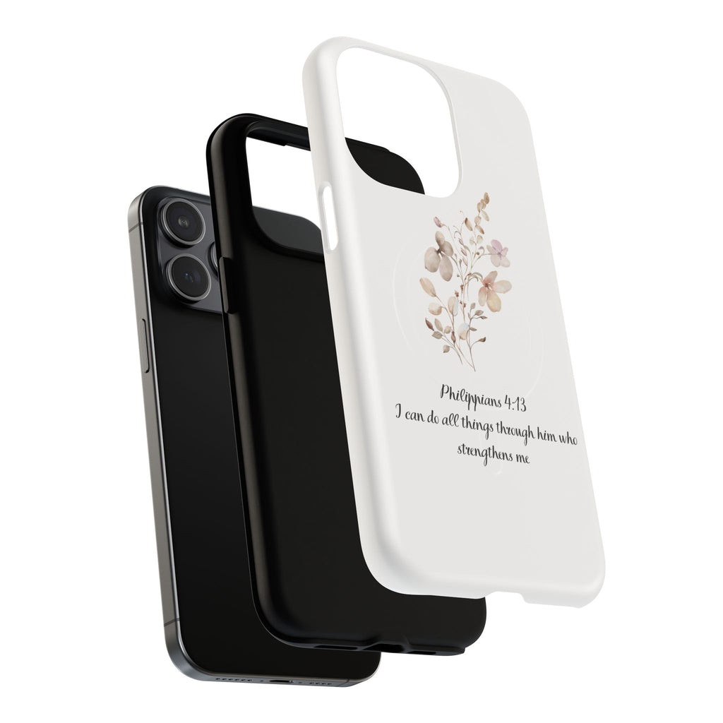 Floral Scripture Tough Magnetic Phone Case — “I Can Do All Things” Philippians 4:13