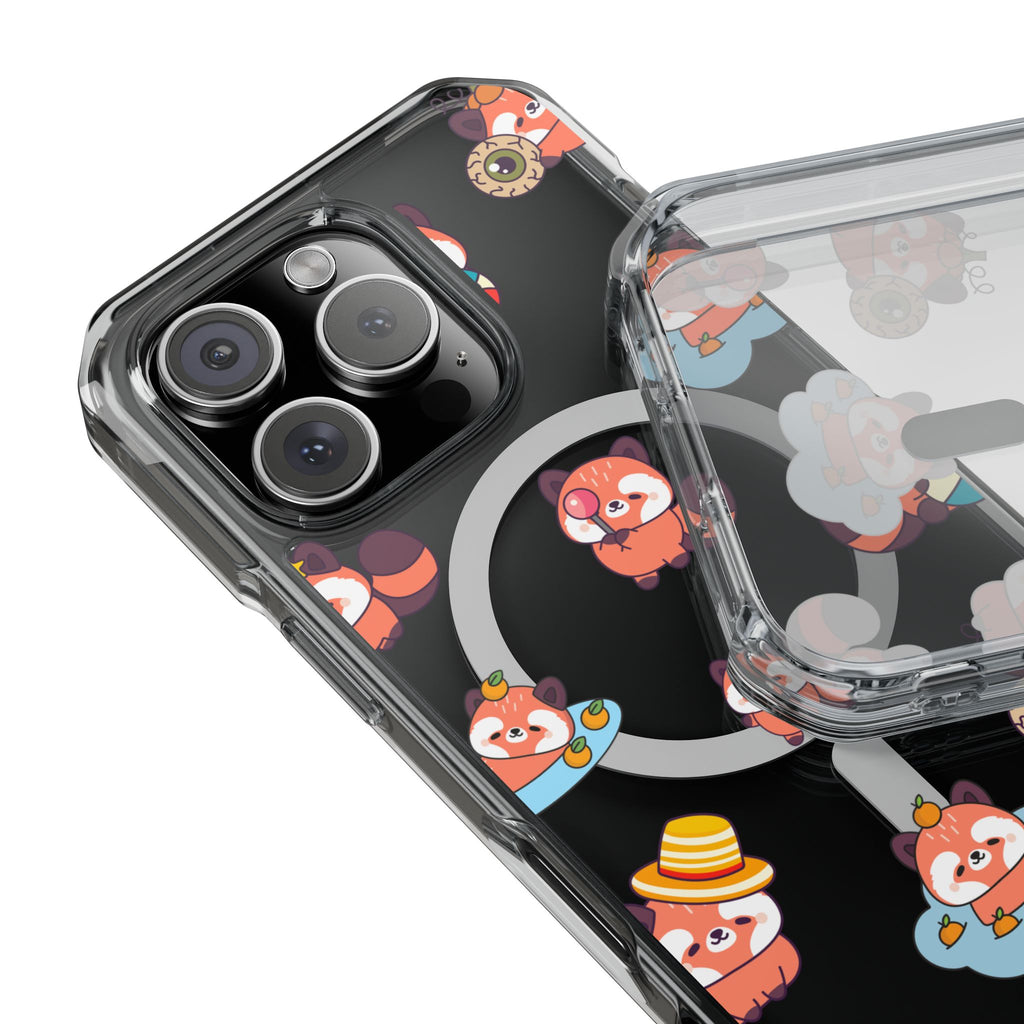 Red Panda Pattern Clear MagSafe Phone Case — Magnetic Protective Case