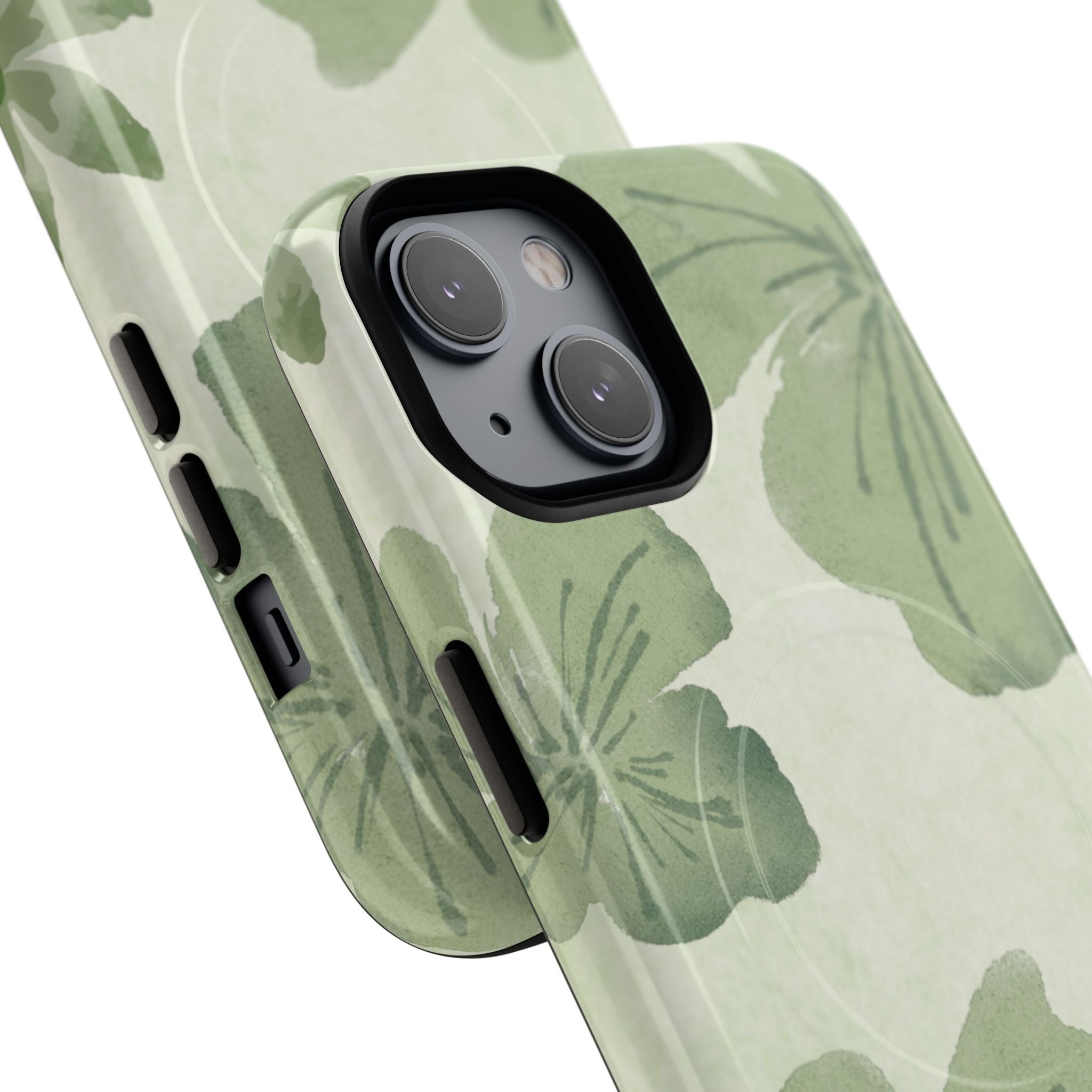Green Watercolor Hibiscus Tough Magnetic Phone Case