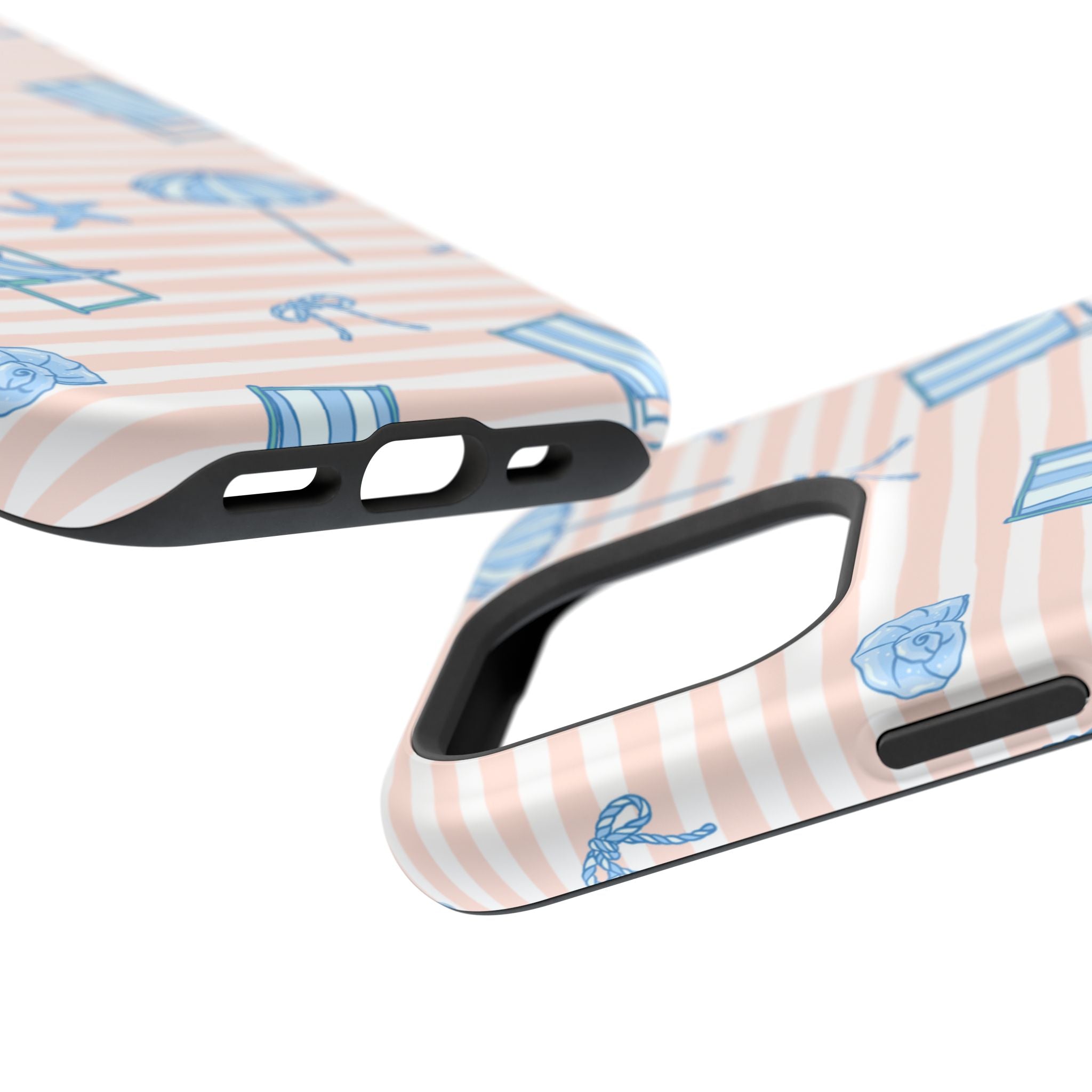 Beach Stripes Magnetic Impact Phone Case — Blue Chairs & Umbrellas