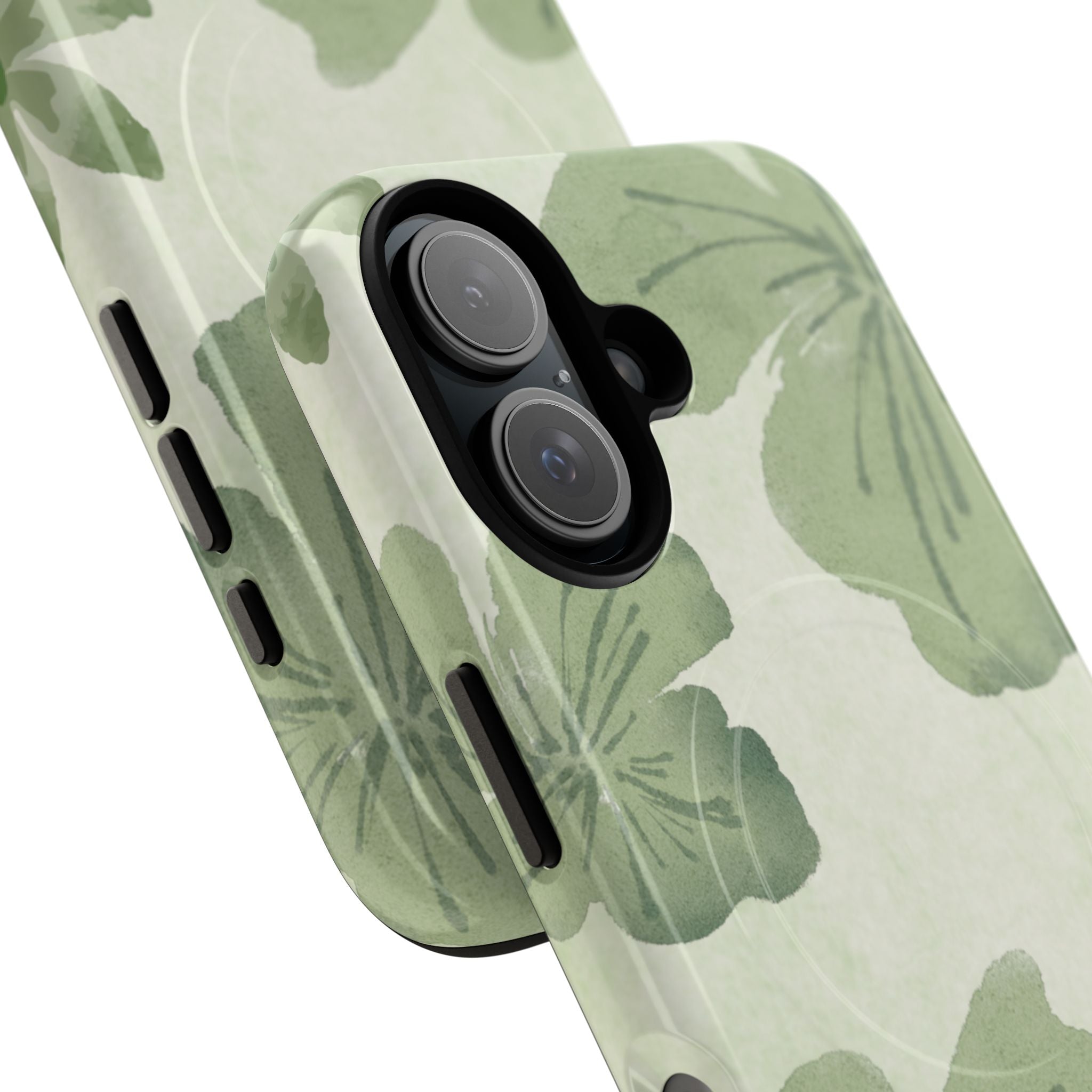 Green Watercolor Hibiscus Tough Magnetic Phone Case