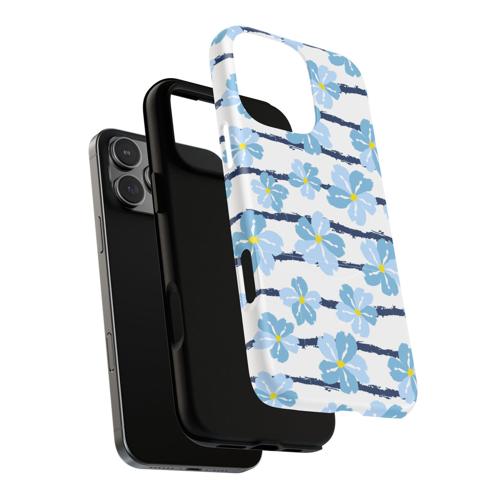 Floral Blue Tie-Dye Tough Magnetic Phone Case
