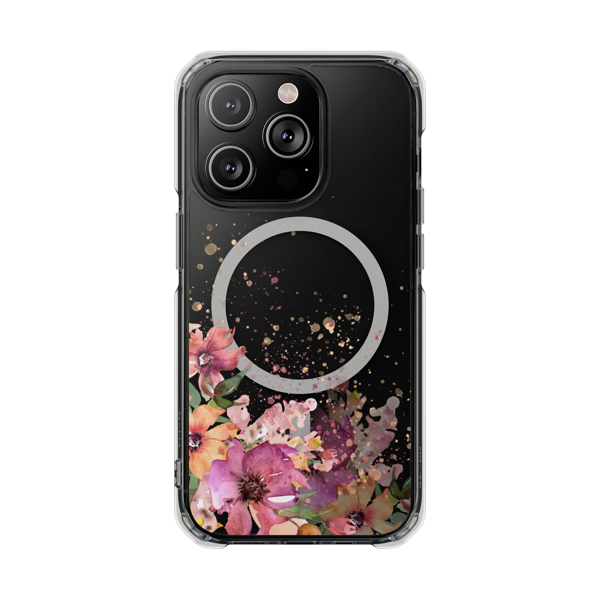 MagSafe Clear Phone Case — Pink Floral Protective Case