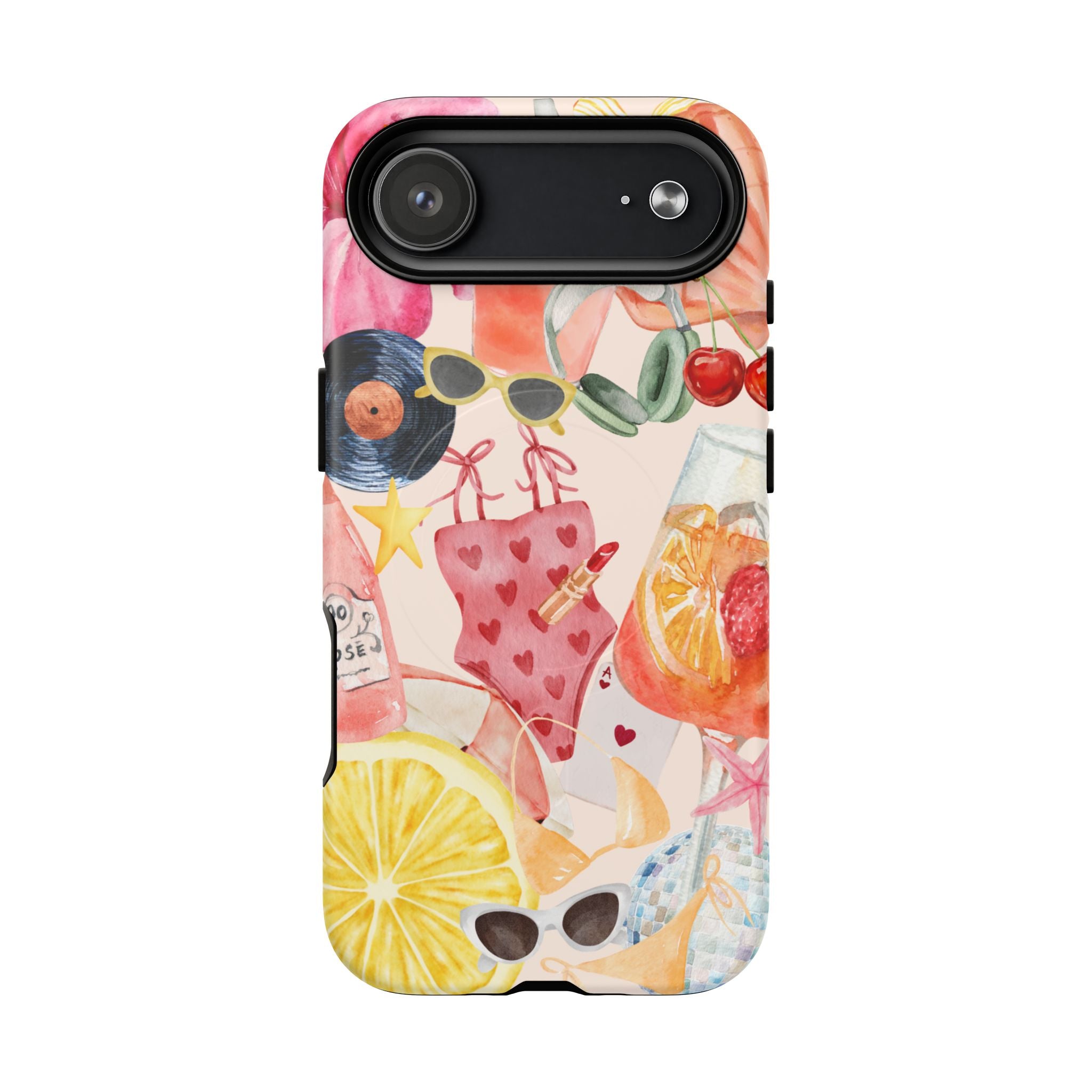 Tropical Summer Phone Case – Beach Drinks & Swimwear Magnetic Tough Case