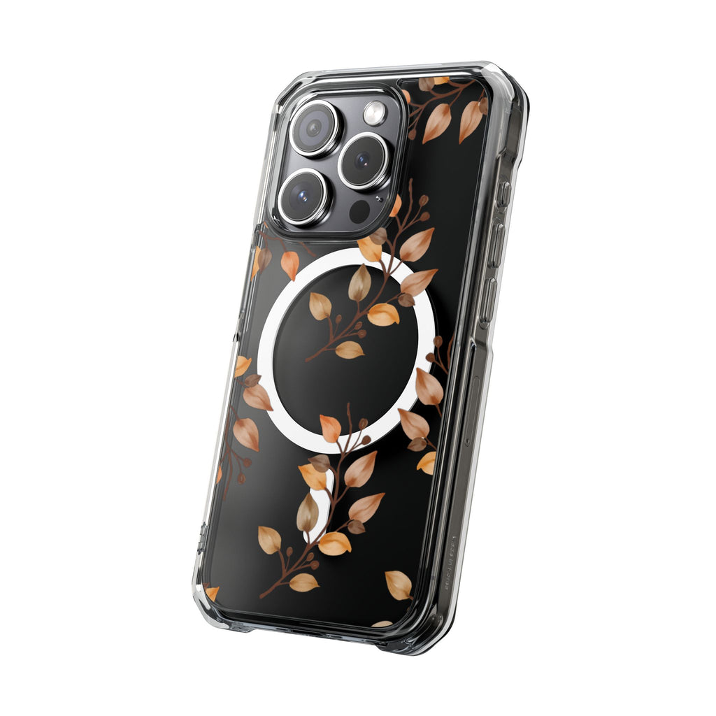 Clear Magnetic Phone Case — Autumn Gold Leaves Design