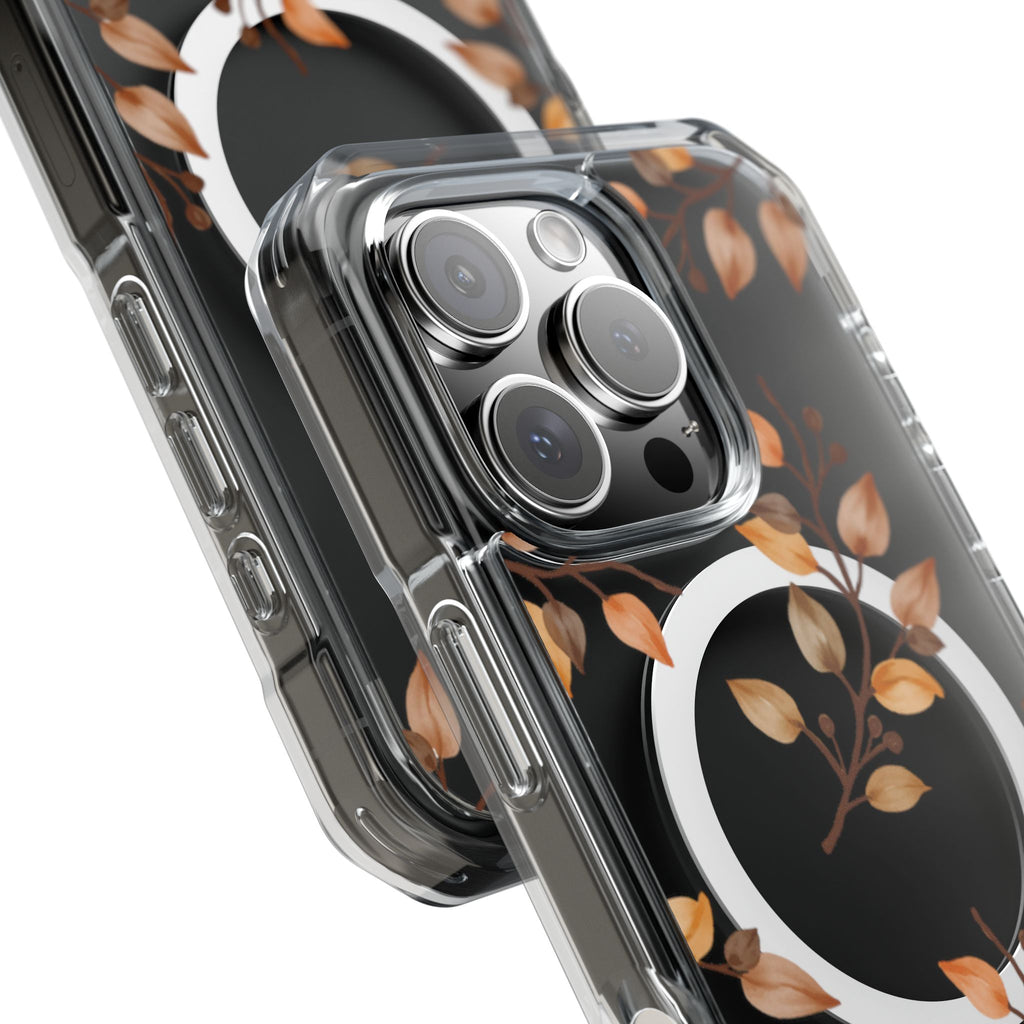Clear Magnetic Phone Case — Autumn Gold Leaves Design