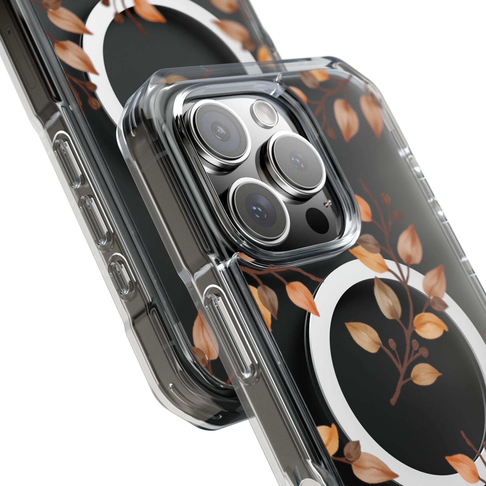 Clear Magnetic Phone Case — Autumn Gold Leaves Design