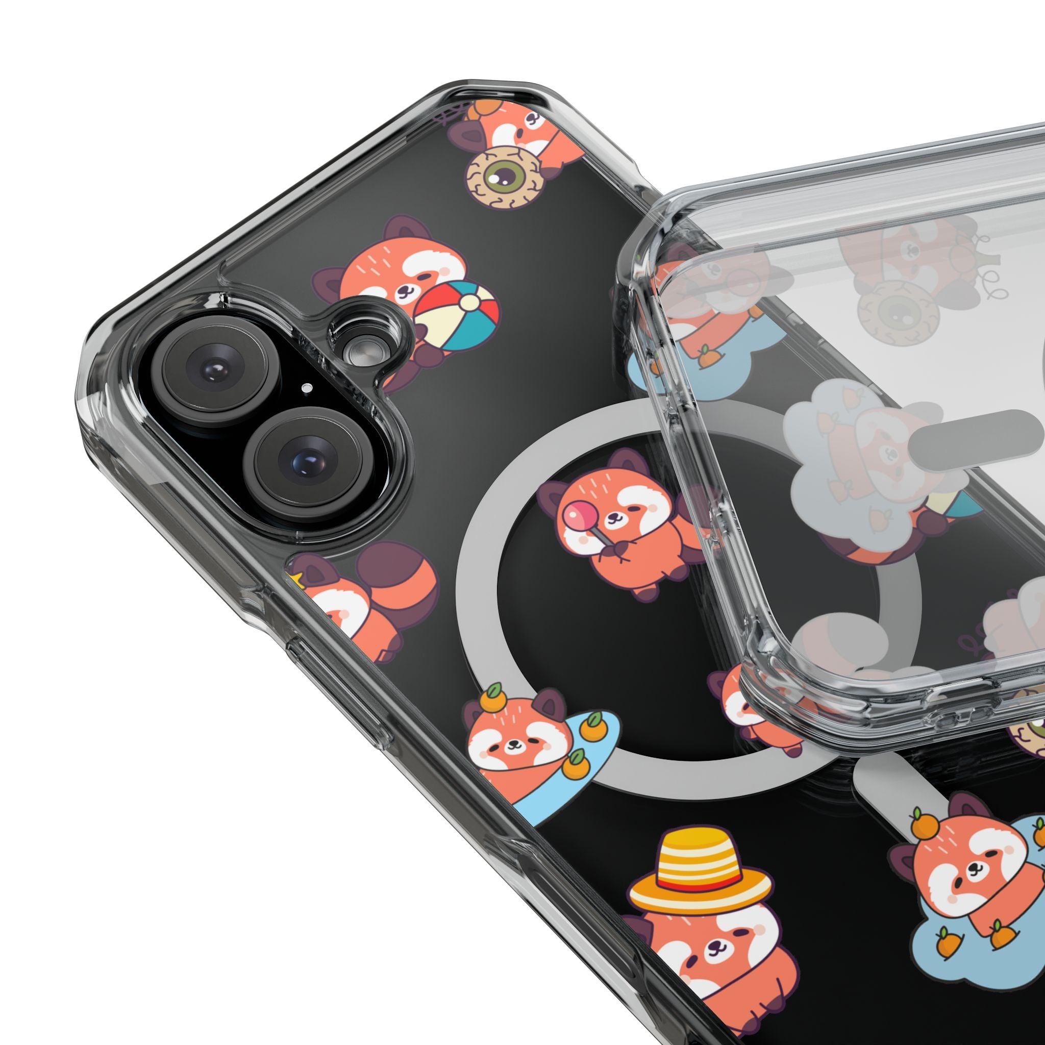 Red Panda Pattern Clear MagSafe Phone Case — Magnetic Protective Case