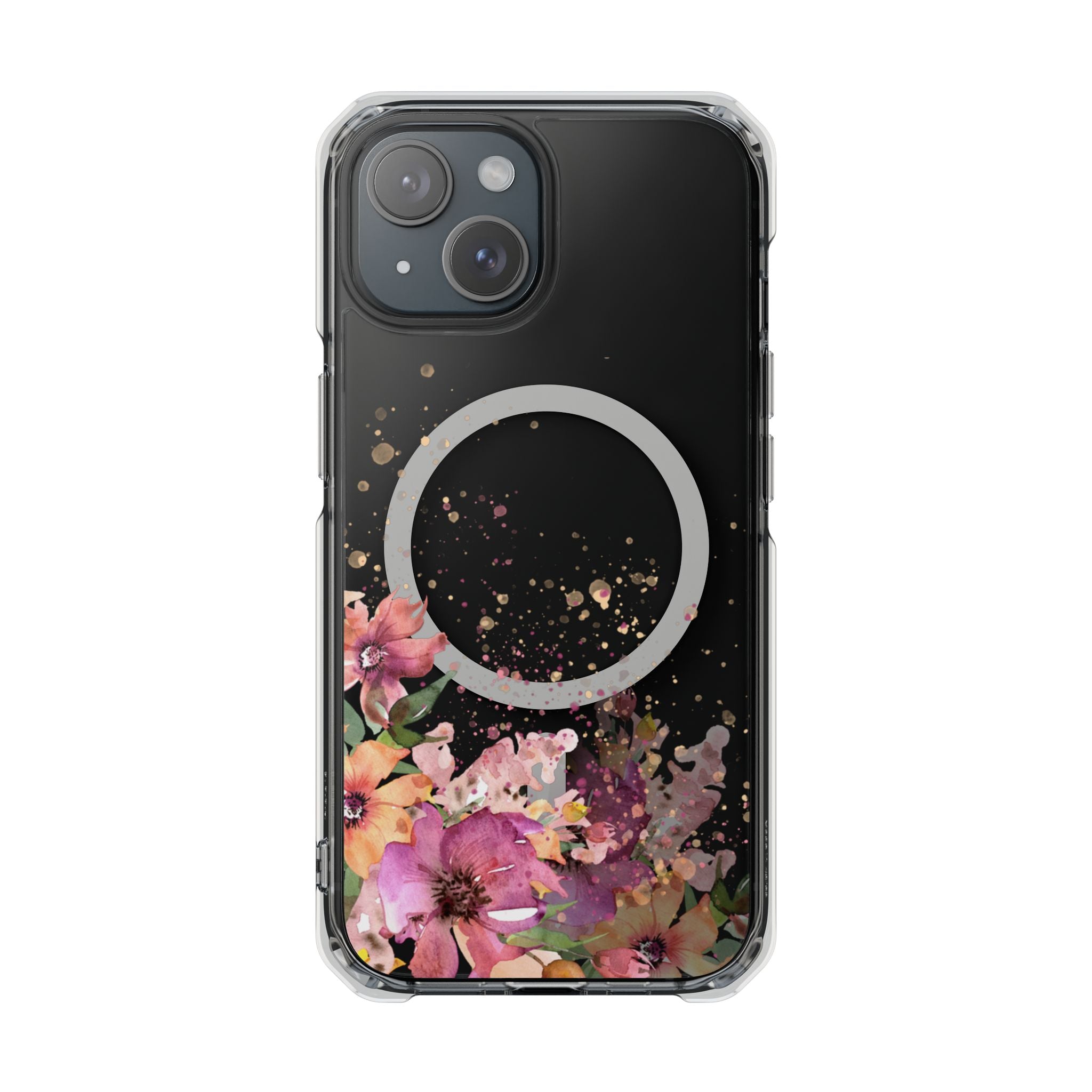 MagSafe Clear Phone Case — Pink Floral Protective Case