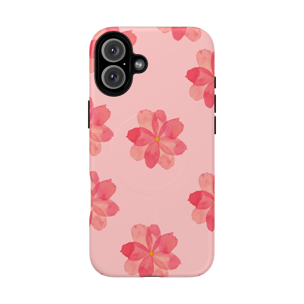 Pink Floral Tough Magnetic Phone Case — Sakura Blossom Protective Cover