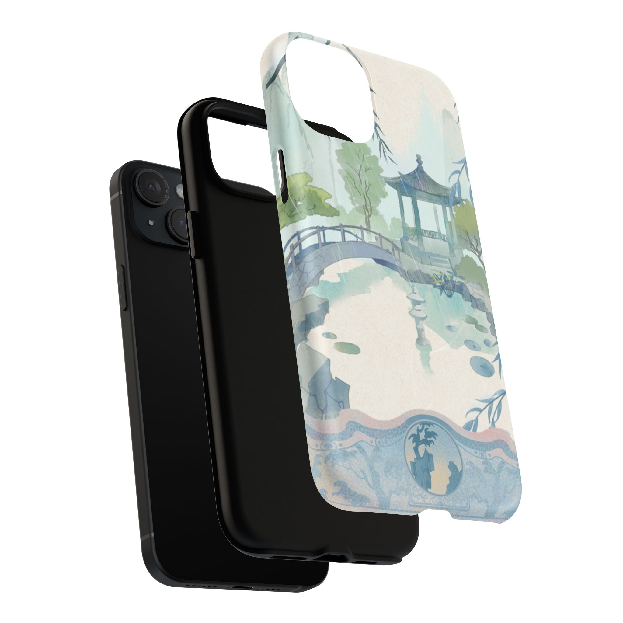 Serene Pagoda Tough Magnetic Phone Case – Watercolor Zen Garden Protection