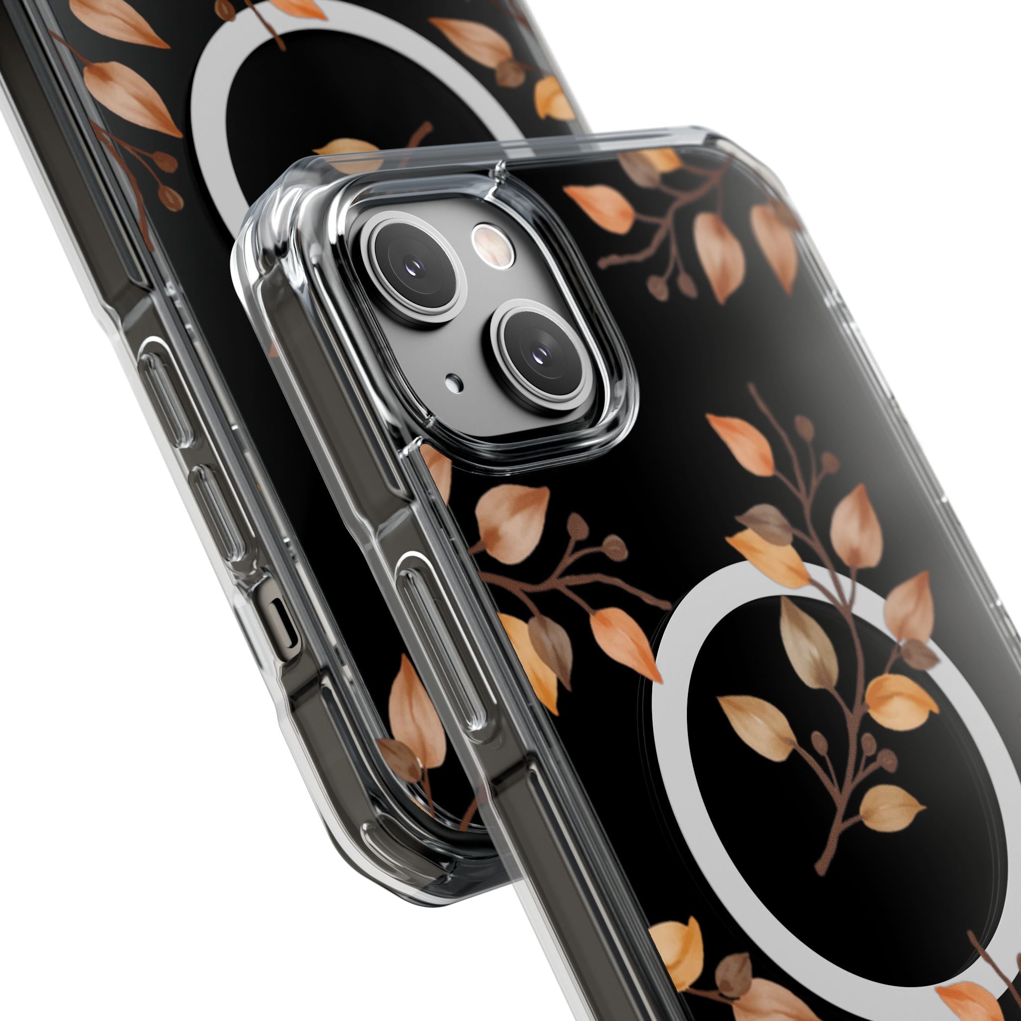 Clear Magnetic Phone Case — Autumn Gold Leaves Design