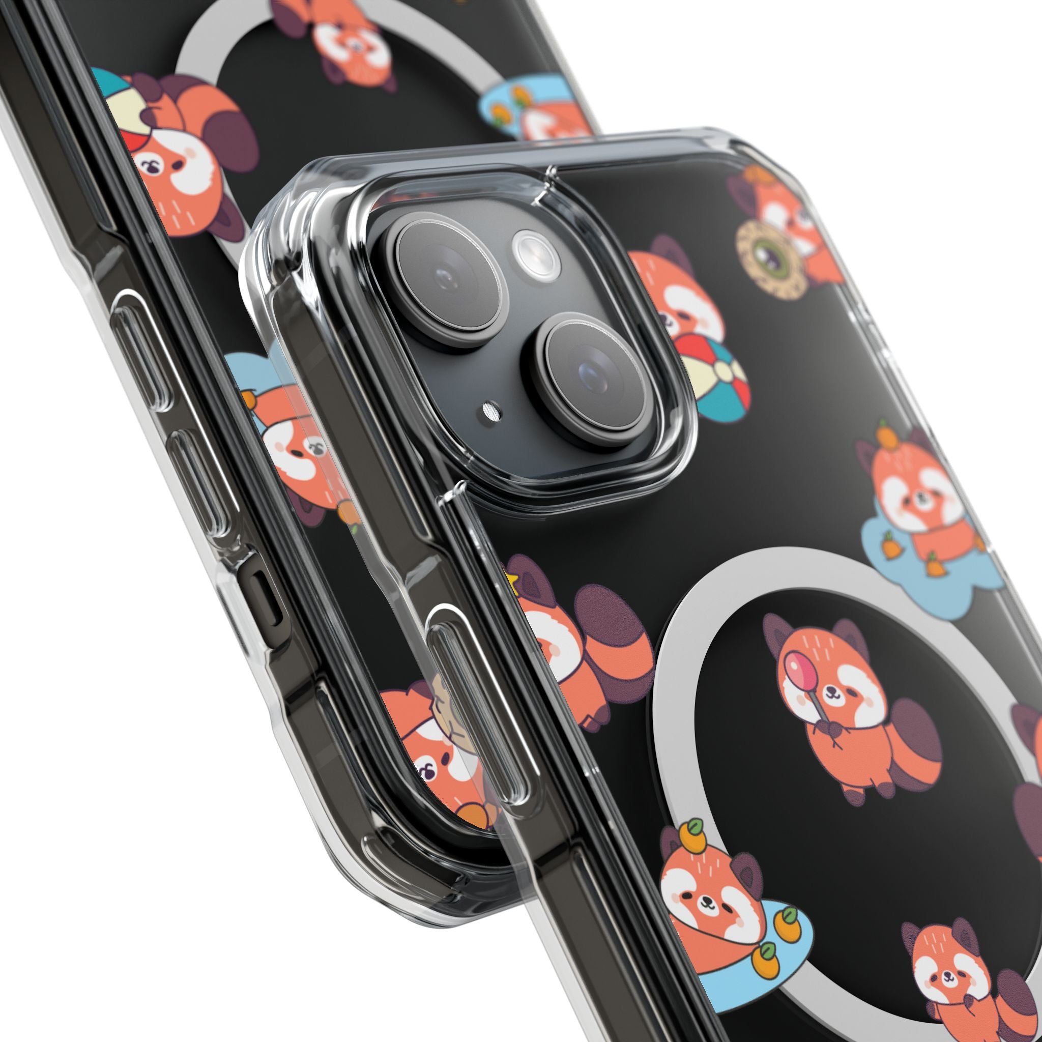Red Panda Pattern Clear MagSafe Phone Case — Magnetic Protective Case