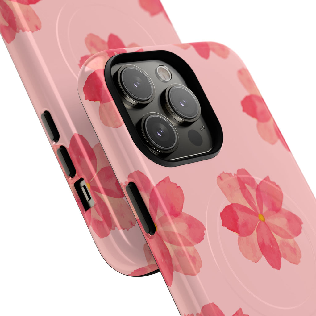 Pink Floral Tough Magnetic Phone Case — Sakura Blossom Protective Cover