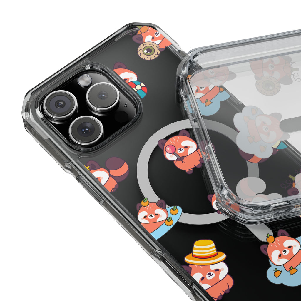 Red Panda Pattern Clear MagSafe Phone Case — Magnetic Protective Case