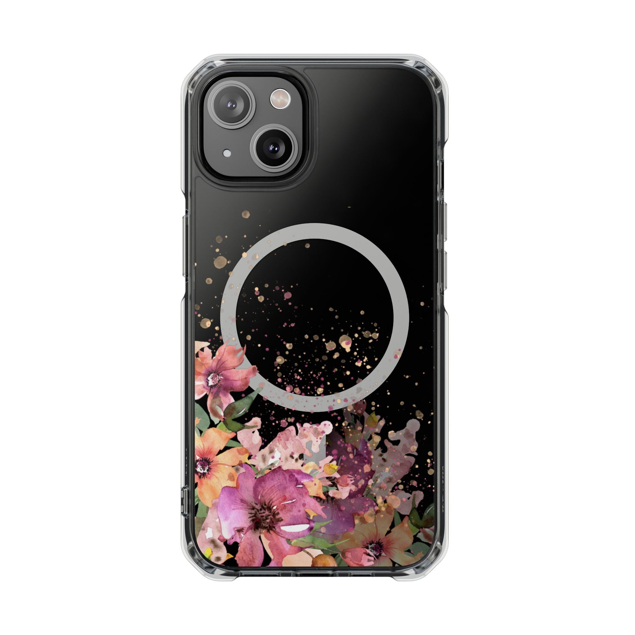 MagSafe Clear Phone Case — Pink Floral Protective Case