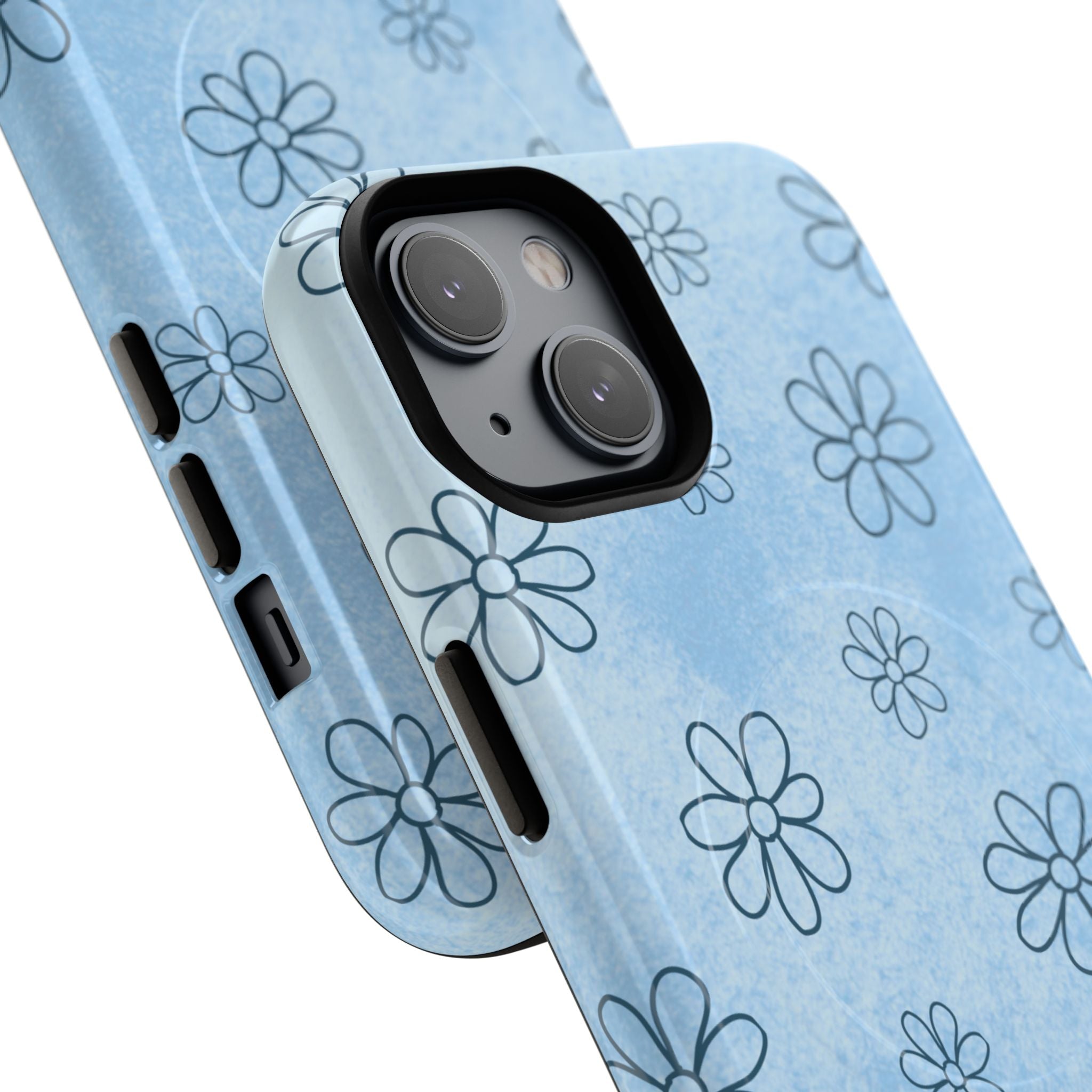 Blue Daisy Magnetic Tough Case — Floral Phone Case with Soft Watercolor Vibe