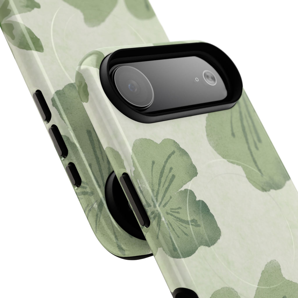 Green Watercolor Hibiscus Tough Magnetic Phone Case