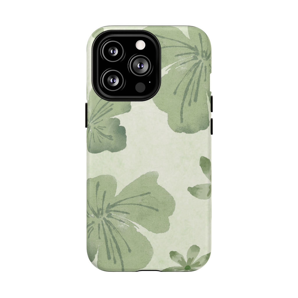 Green Watercolor Hibiscus Tough Magnetic Phone Case