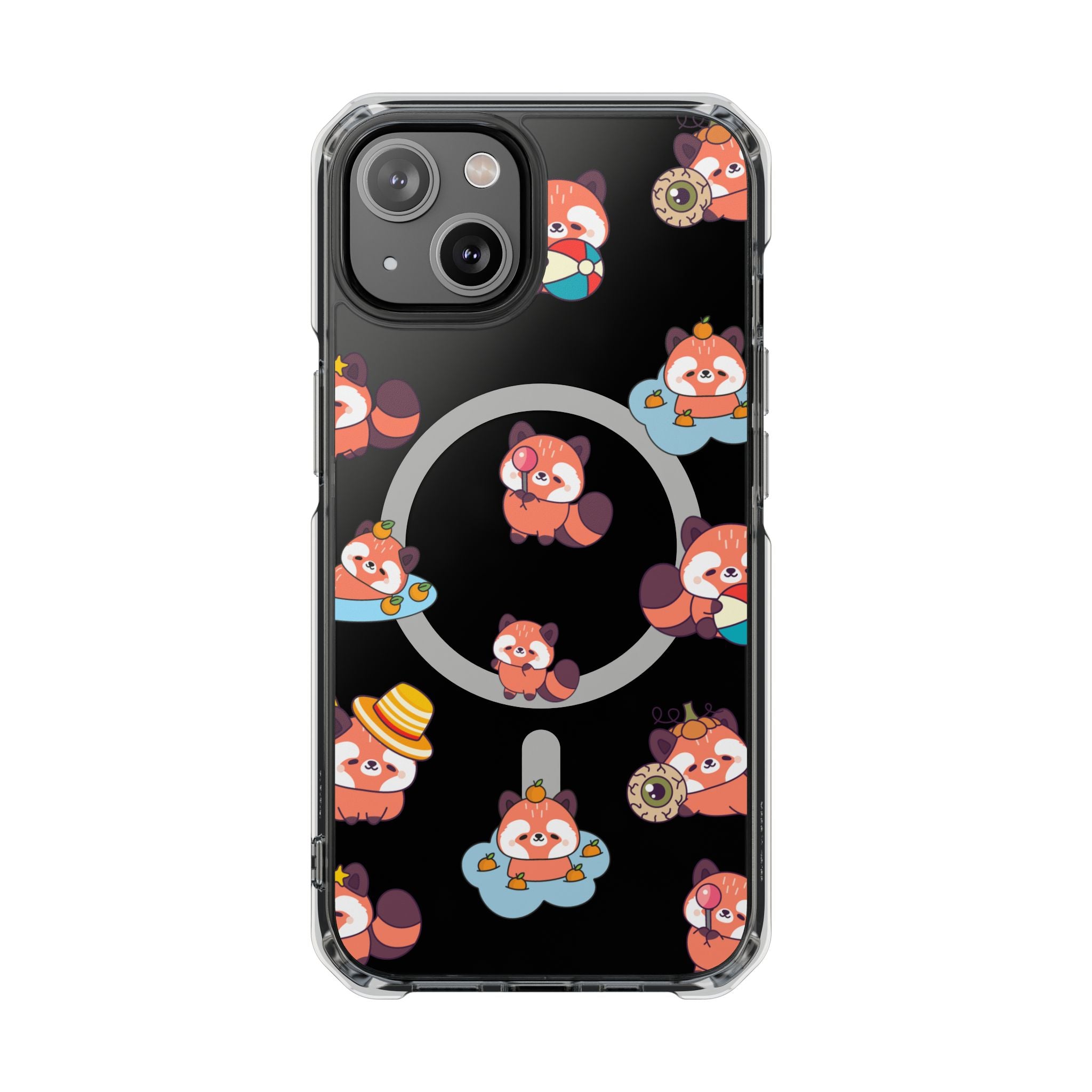 Red Panda Pattern Clear MagSafe Phone Case — Magnetic Protective Case