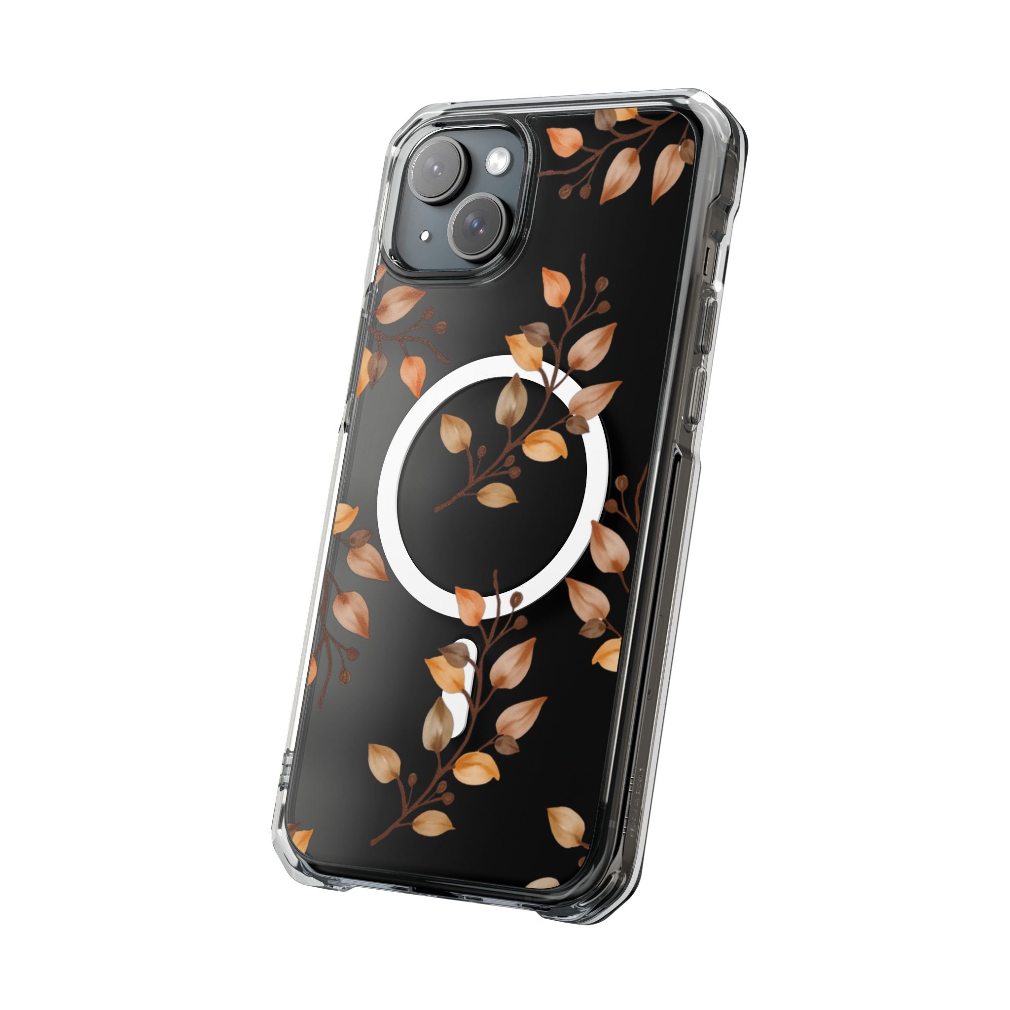 Clear Magnetic Phone Case — Autumn Gold Leaves Design