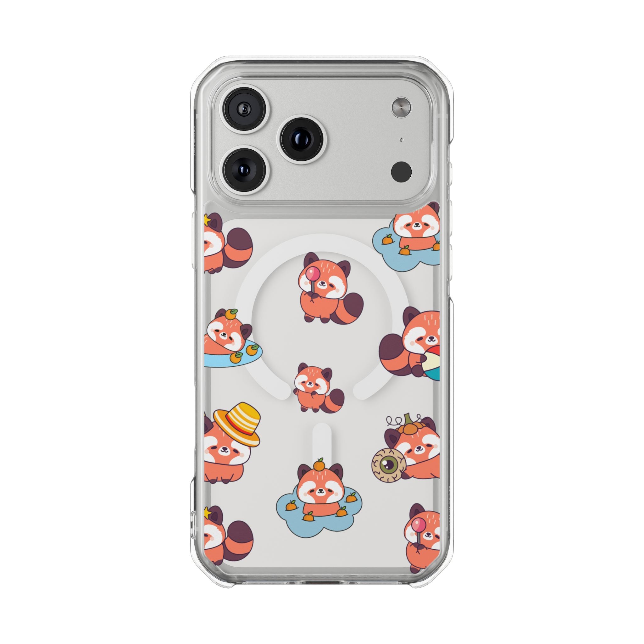 Red Panda Pattern Clear MagSafe Phone Case — Magnetic Protective Case