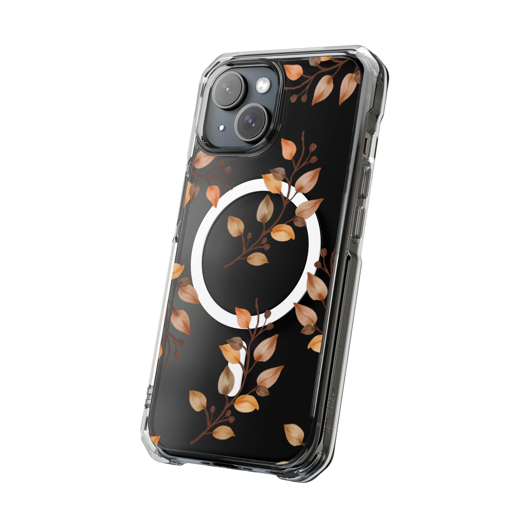 Clear Magnetic Phone Case — Autumn Gold Leaves Design