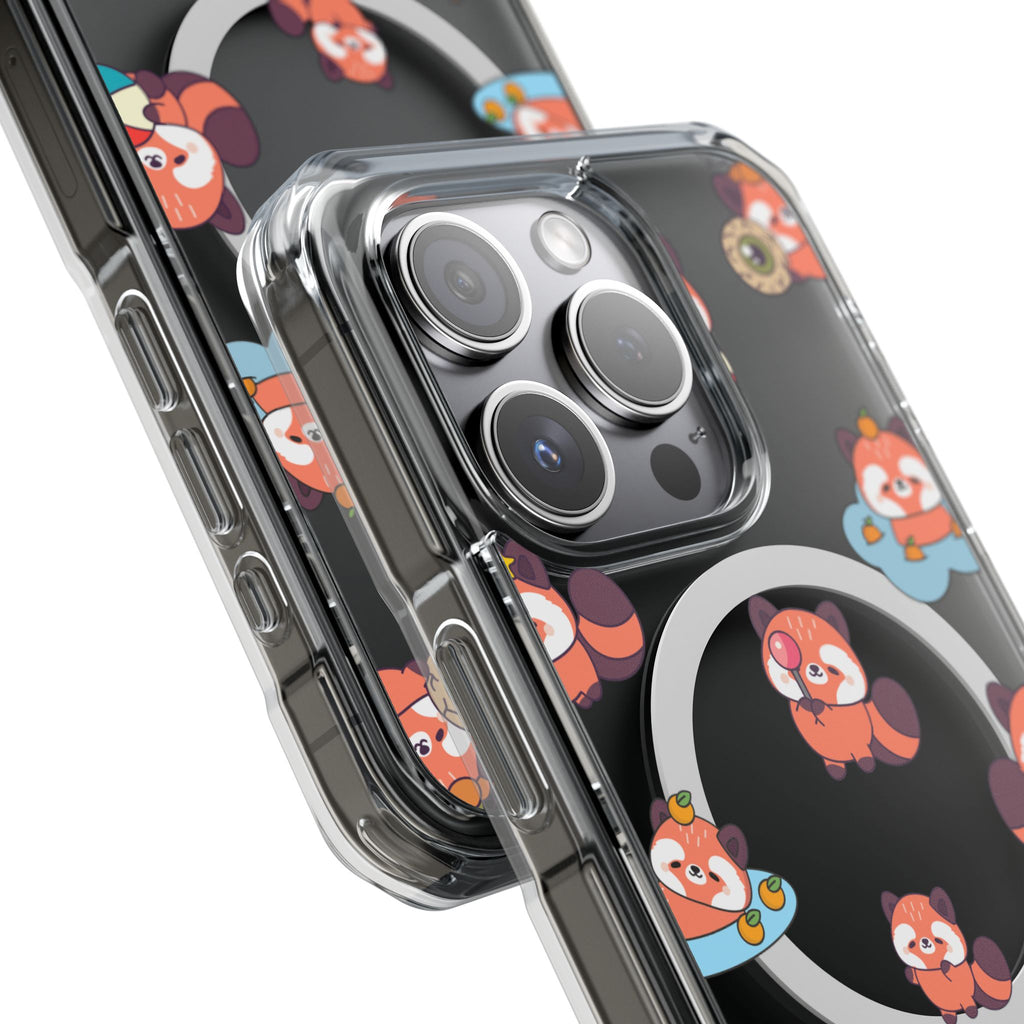 Red Panda Pattern Clear MagSafe Phone Case — Magnetic Protective Case