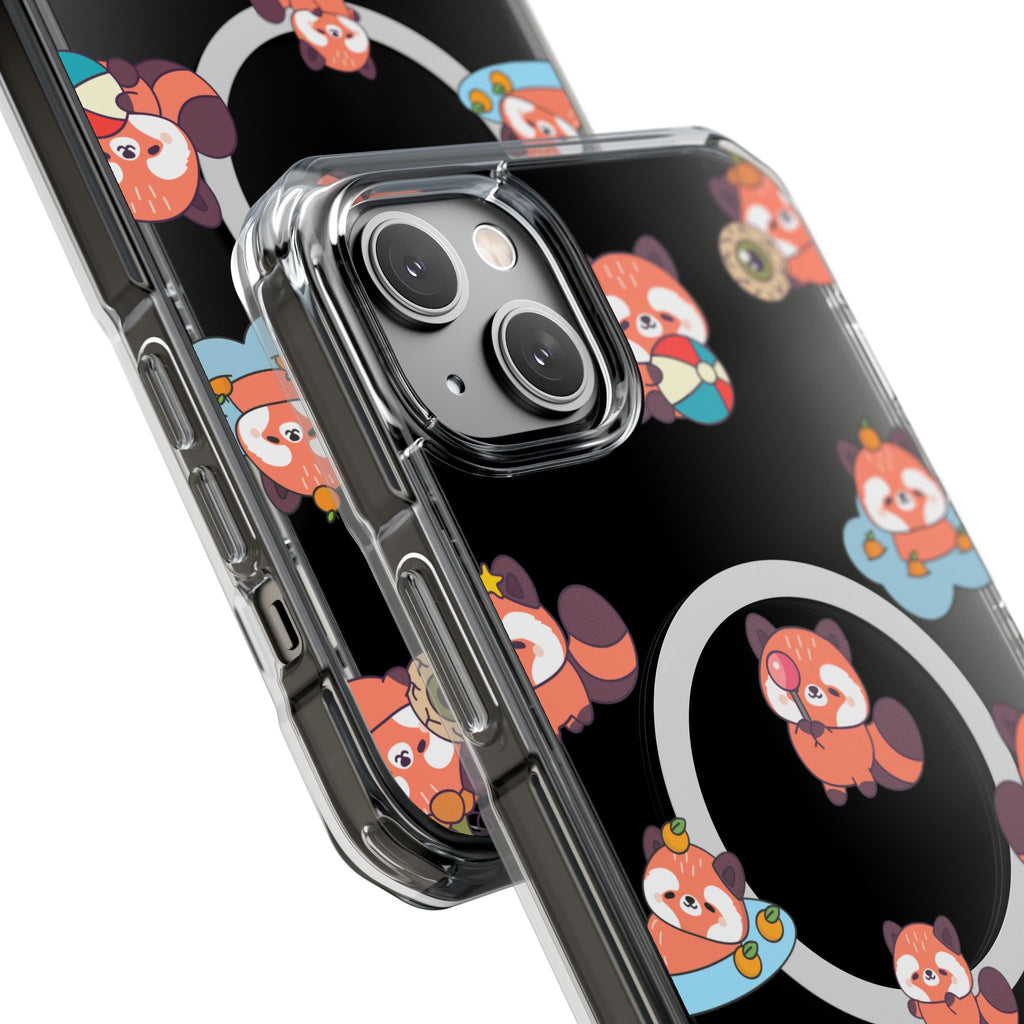 Red Panda Pattern Clear MagSafe Phone Case — Magnetic Protective Case