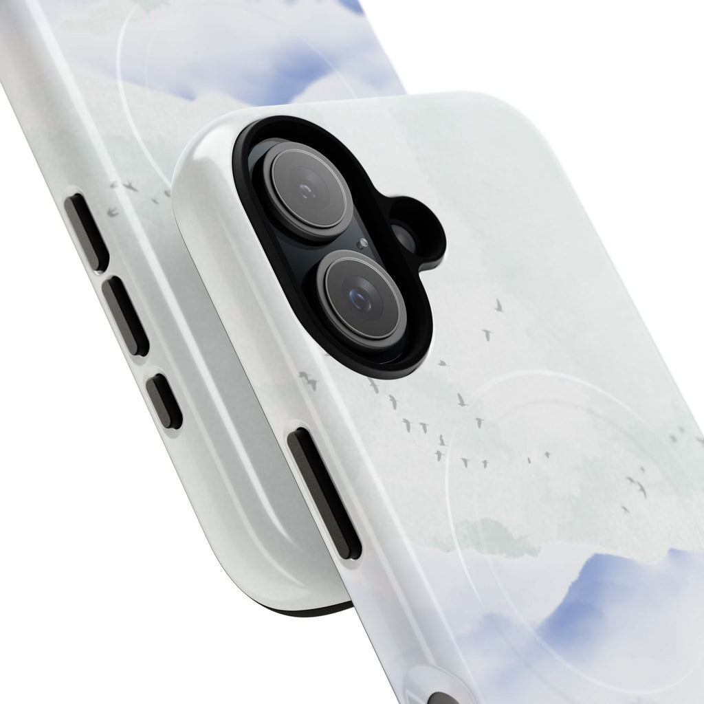 Magnetic Tough Phone Case — Serene Watercolor Mountain Design