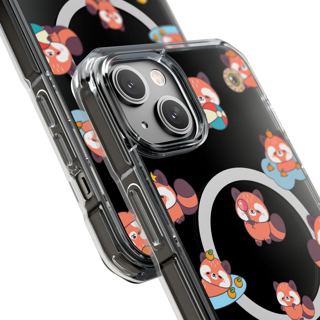 Red Panda Pattern Clear MagSafe Phone Case — Magnetic Protective Case