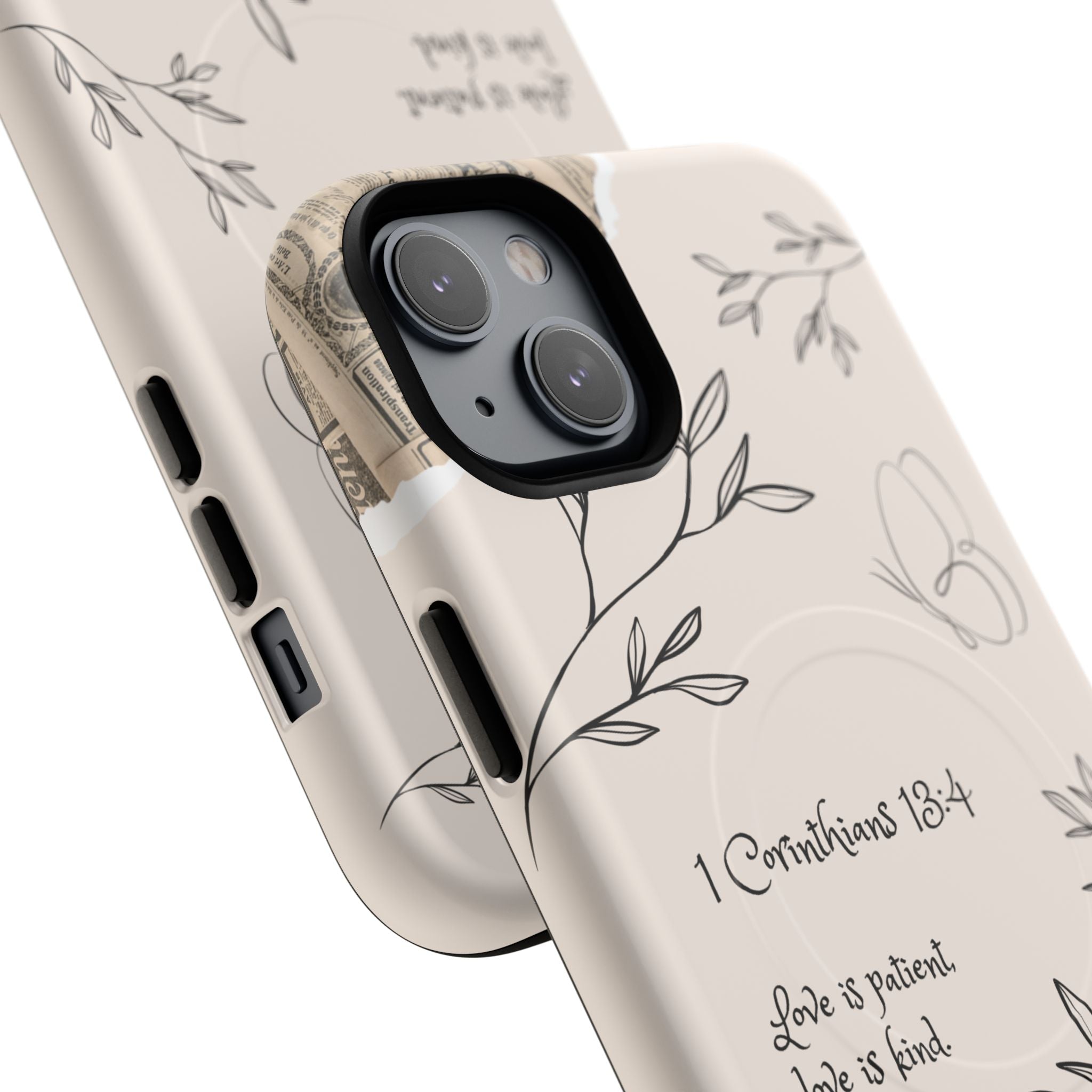 Protective Phone Case – 1 Corinthians 13:4 Floral Tough Magnetic Case