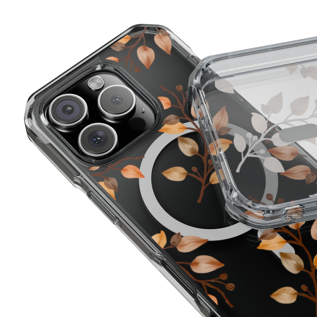 Clear Magnetic Phone Case — Autumn Gold Leaves Design